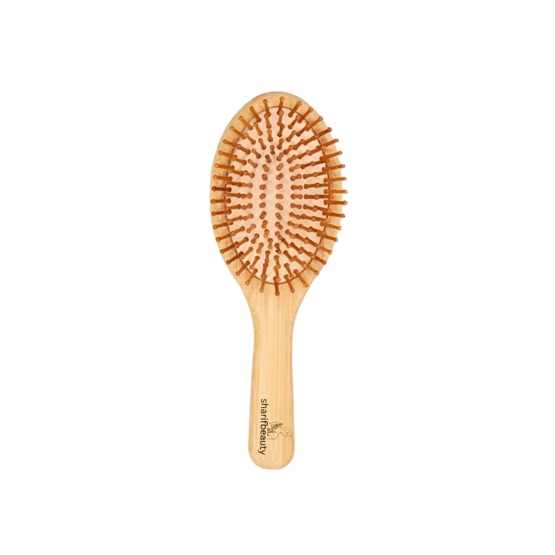 Organic Bamboo Hair Brush with Organic Cotton Bag Suit All Hair Types For Women,Men And Kids
