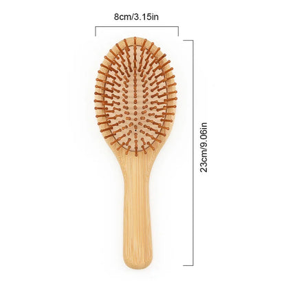 Organic Bamboo Hair Brush with Organic Cotton Bag Suit All Hair Types For Women,Men And Kids