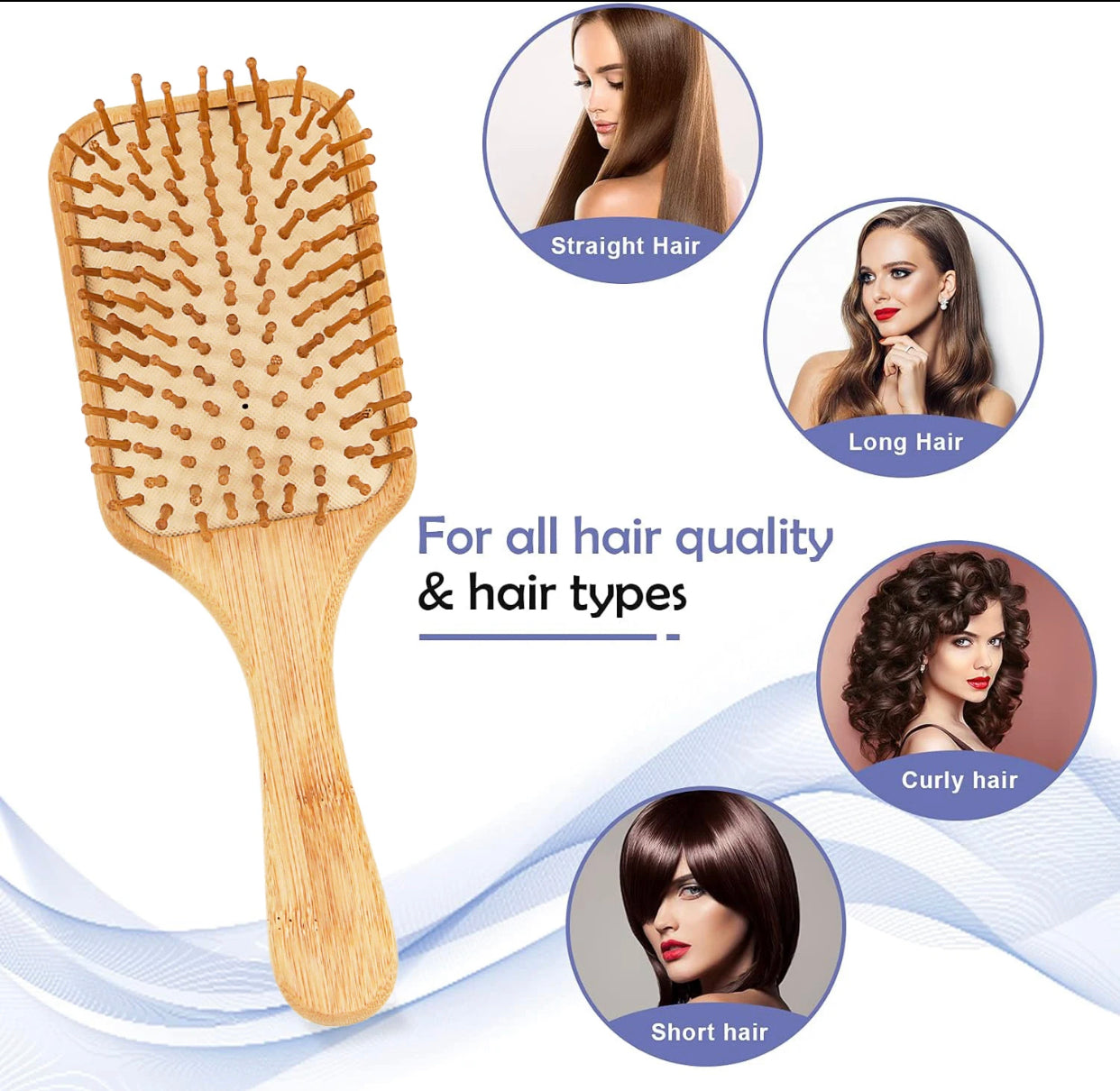 Eco- Friendly paddle Hair Brush With Organic Cotton Bag for Women, Men and Kids gives you Healthy Hair