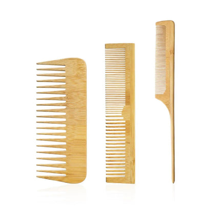 Organic Bamboo Comb set for women, men and kids suit All Hair Types