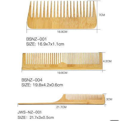 Organic Bamboo Comb set for women, men and kids suit All Hair Types