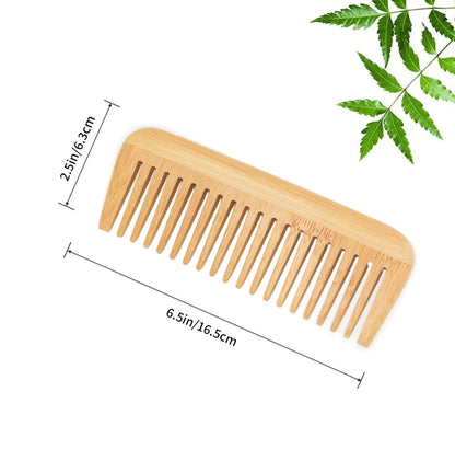 Organic Bamboo Comb set for women, men and kids suit All Hair Types