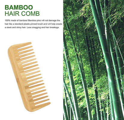 Organic Bamboo Comb set for women, men and kids suit All Hair Types