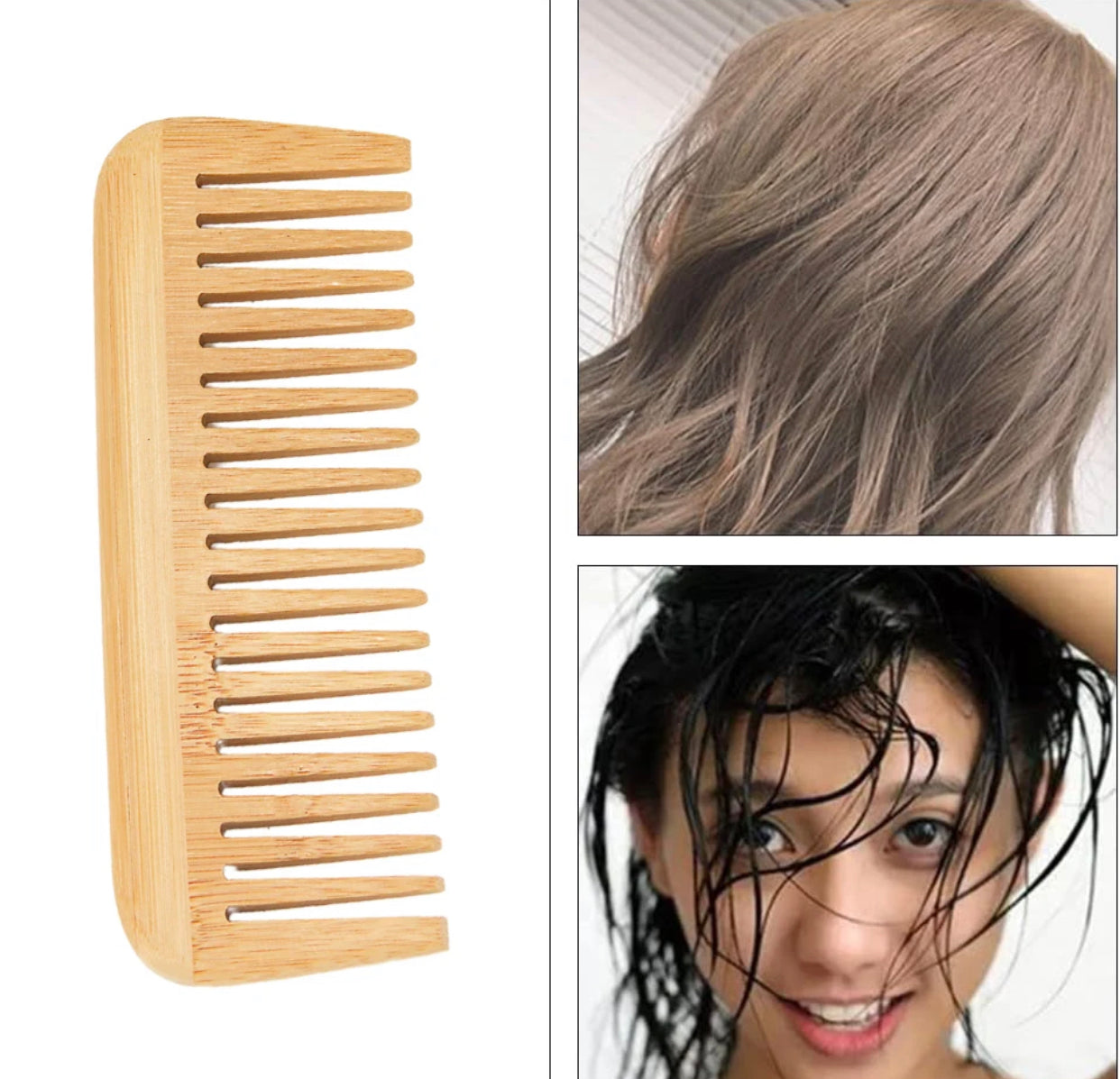 Organic Bamboo Comb set for women, men and kids suit All Hair Types