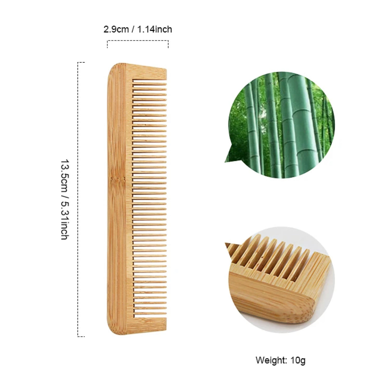 Organic Bamboo Comb set for women, men and kids suit All Hair Types