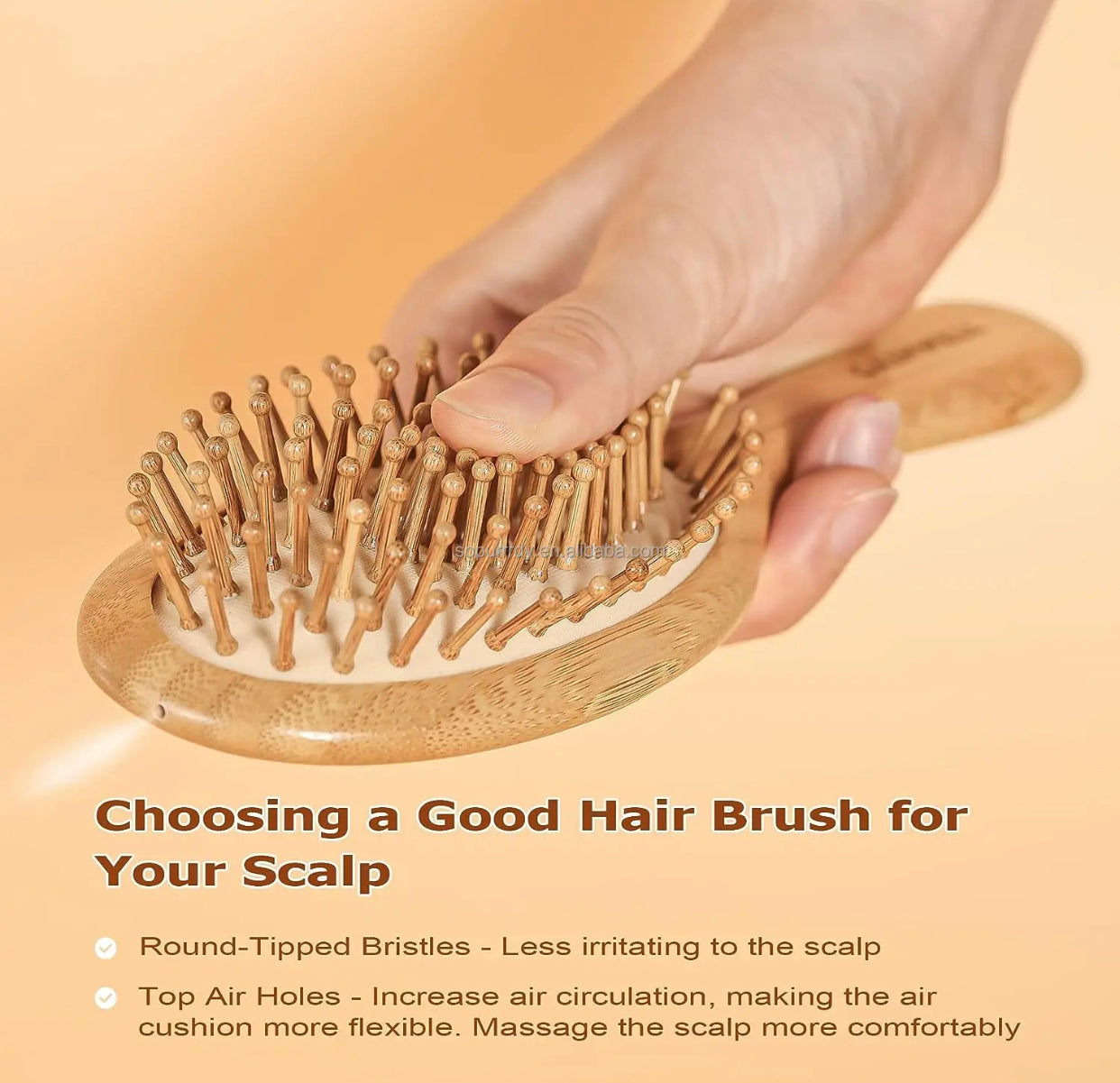 Organic Bamboo Hair Brush with Organic Cotton Bag Suit All Hair Types For Women,Men And Kids