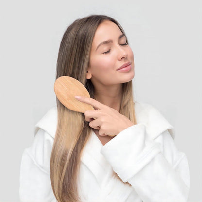 Organic Bamboo Hair Brush with Organic Cotton Bag Suit All Hair Types For Women,Men And Kids