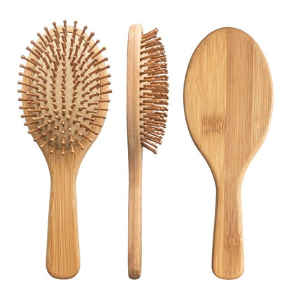 Organic Bamboo Hair Brush with Organic Cotton Bag Suit All Hair Types For Women,Men And Kids