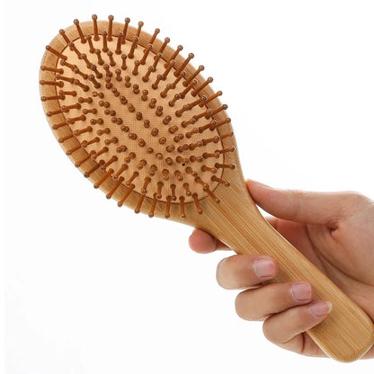 Organic Bamboo Hair Brush with Organic Cotton Bag Suit All Hair Types For Women,Men And Kids